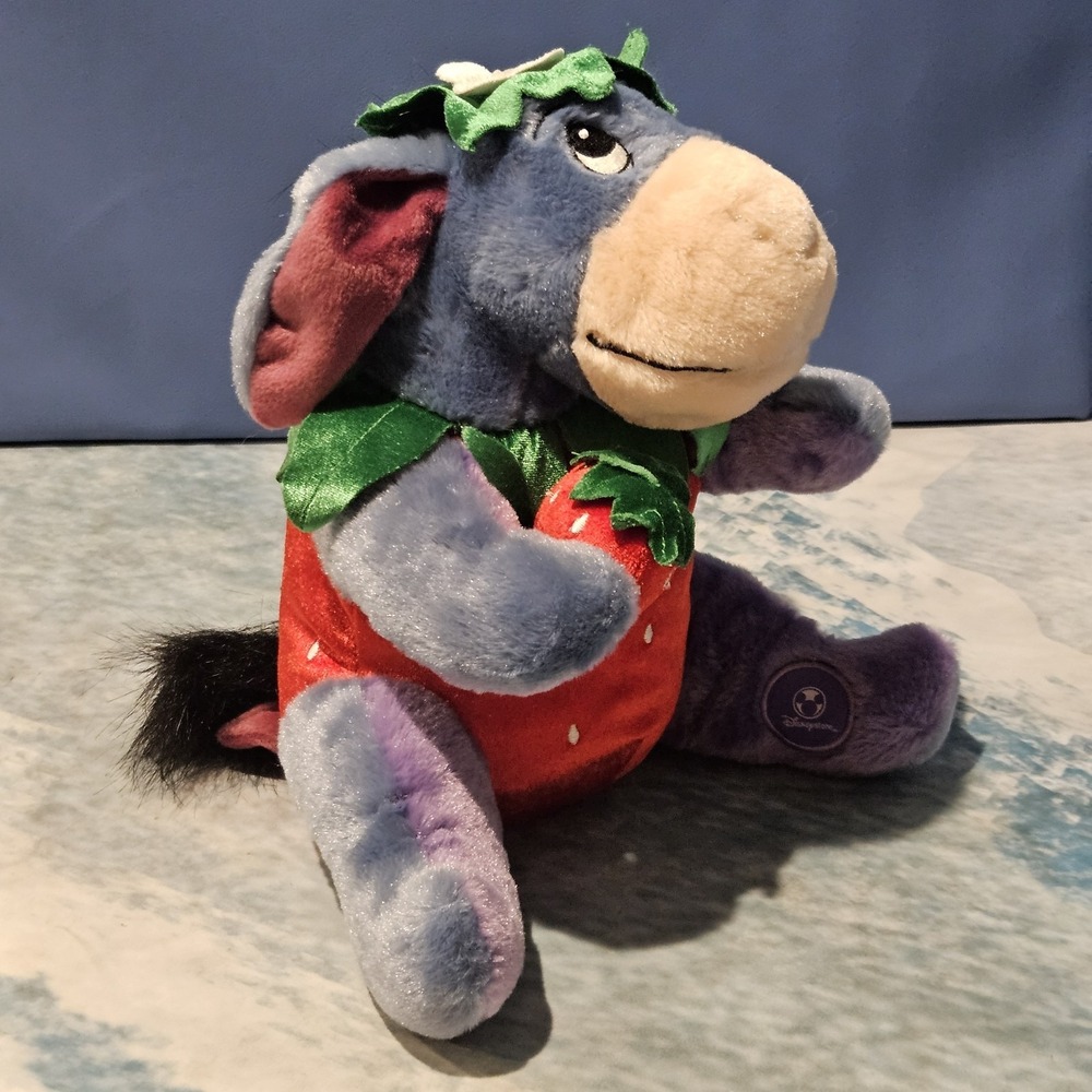 Disney Store Eeyore‎ Strawberry Costume Plush Winnie the Pooh 10" Stuffed Animal